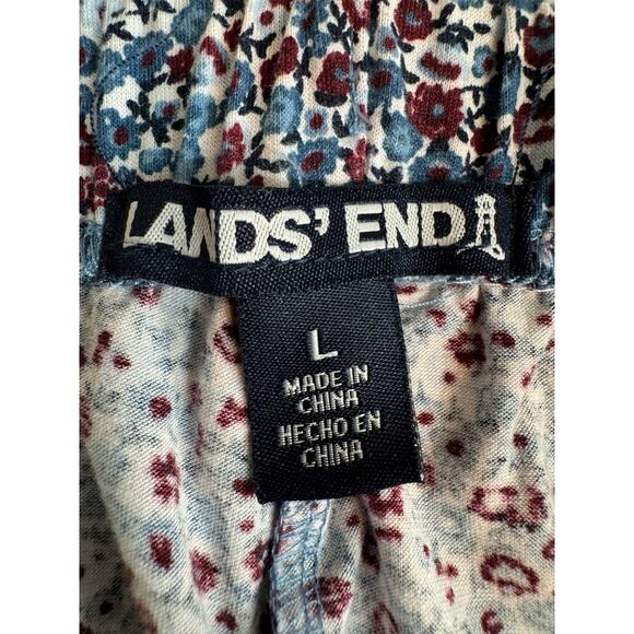 Lands' End sleep set maroon long sleeve top & floral pull on pants stretch Sz L - Picture 6 of 10